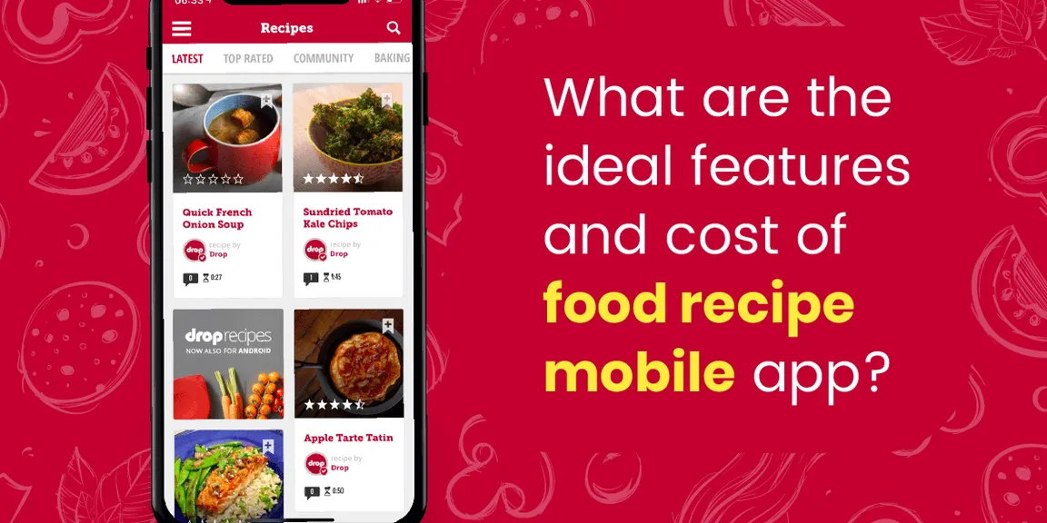 What are the ideal features and cost of food recipe mobile app?
